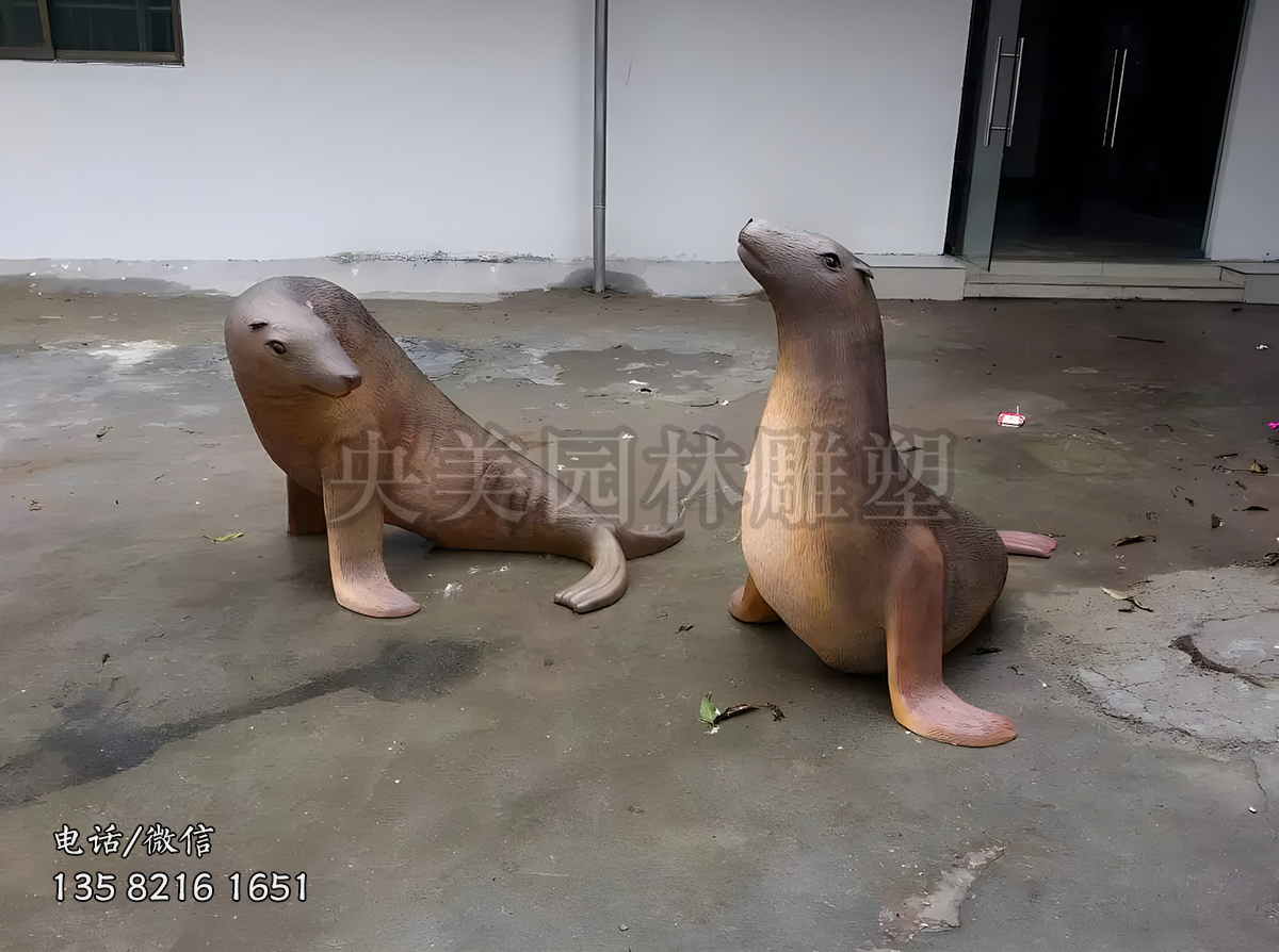 玻璃鋼仿真海豹雕塑