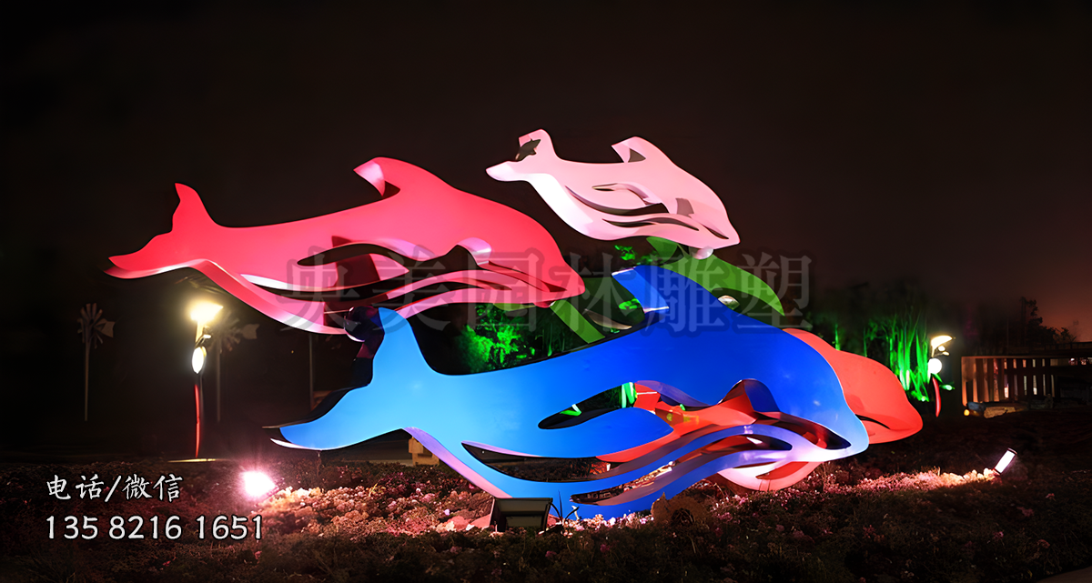 剪影不銹鋼海豚造型