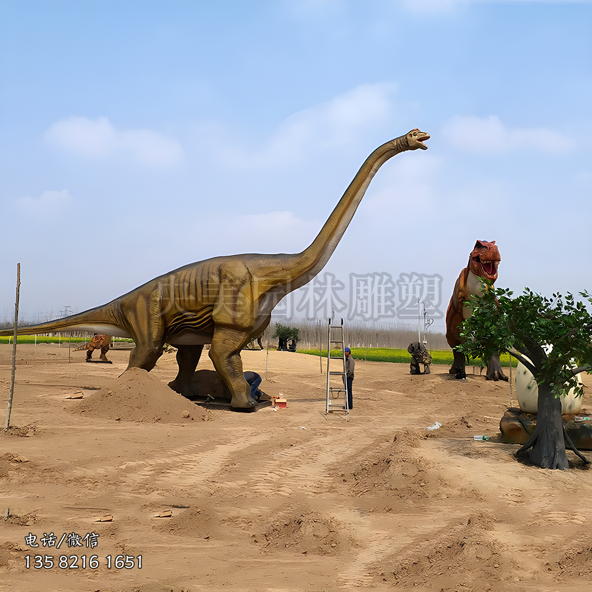 玻璃鋼彩繪仿真恐龍雕塑