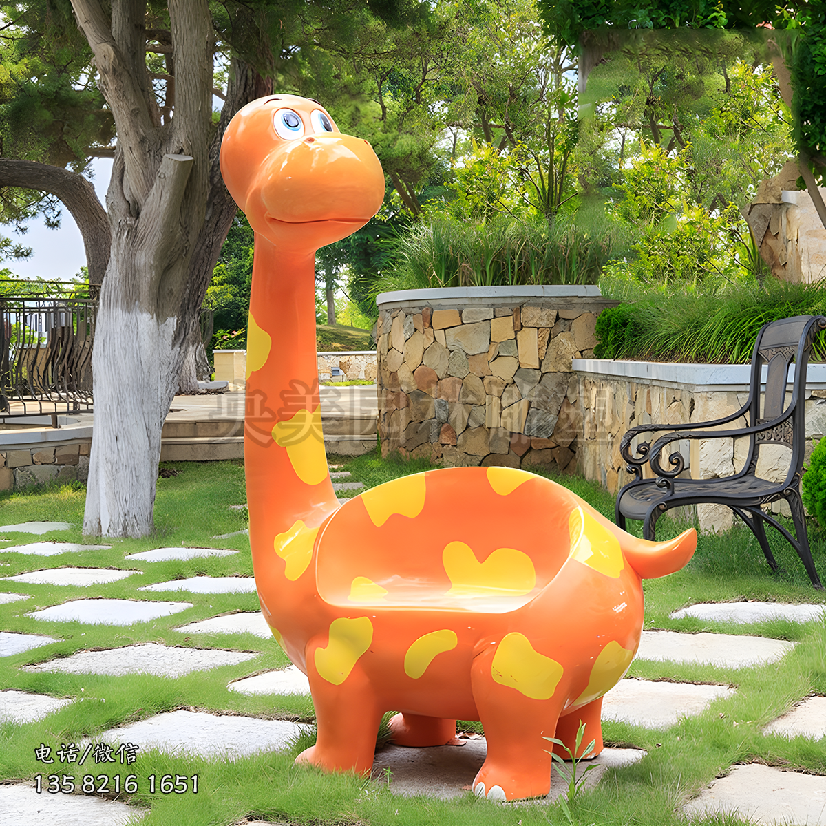 玻璃鋼卡通恐龍座椅雕塑