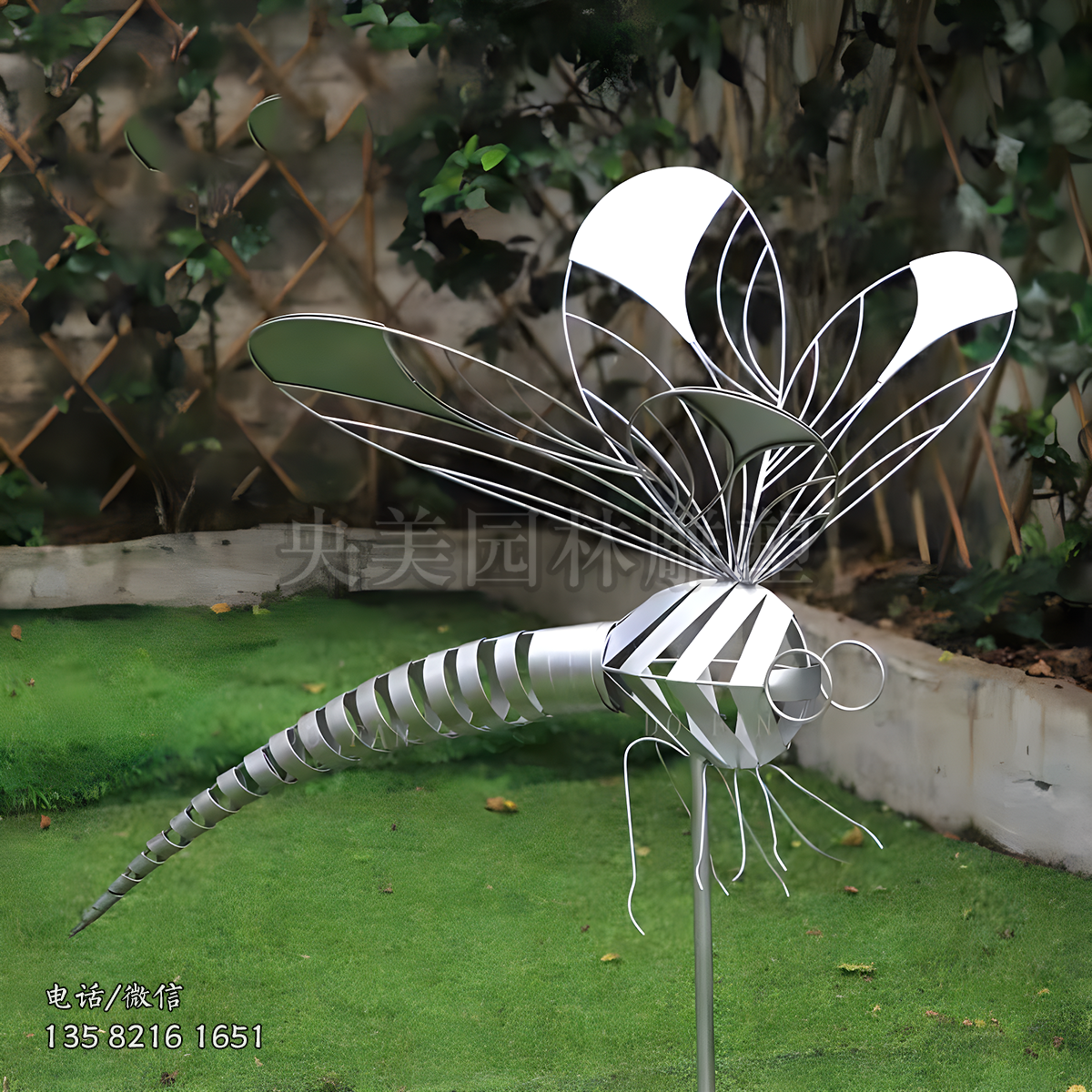 鏤空不銹鋼蜻蜓雕塑