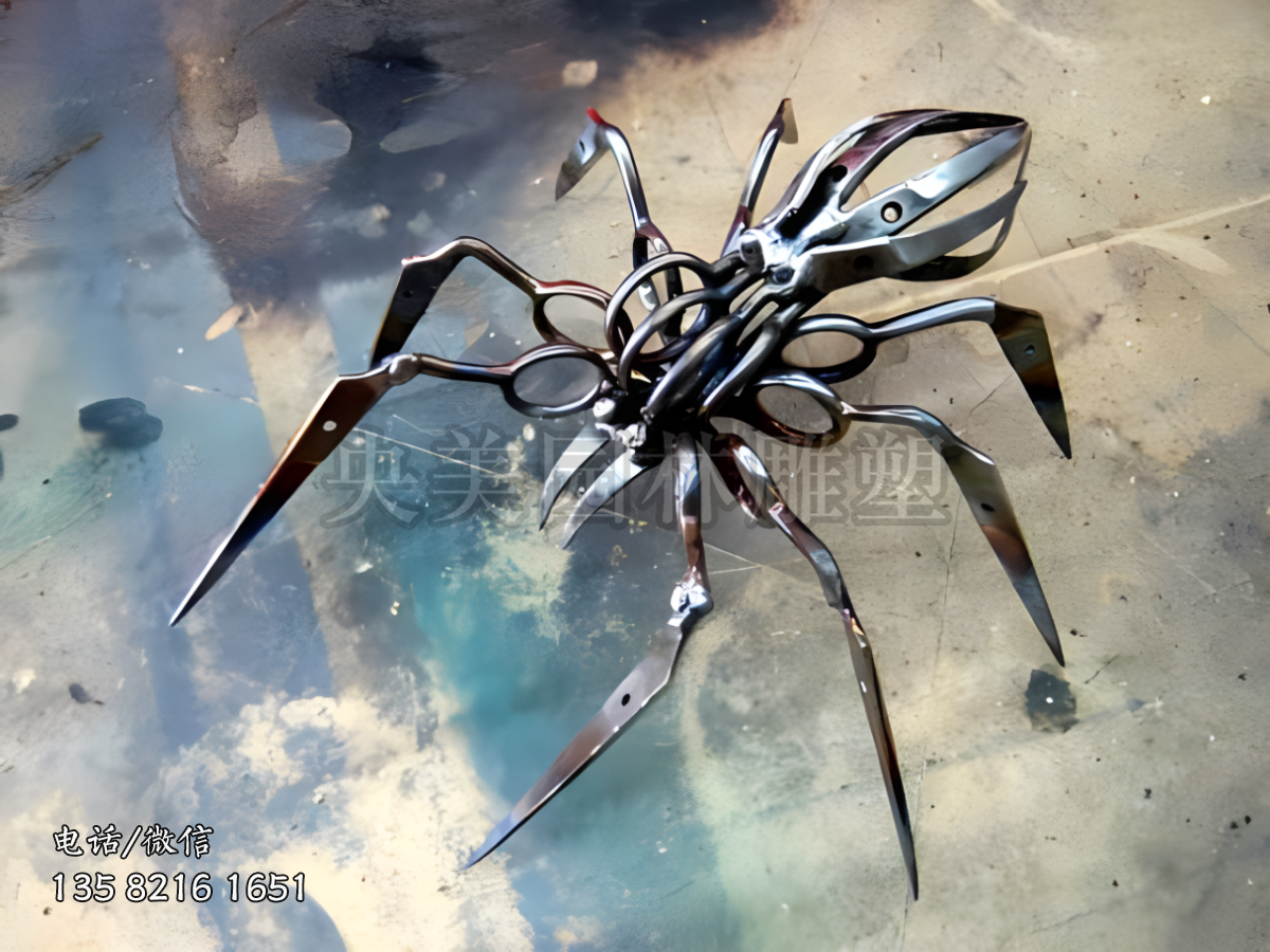 不銹鋼機(jī)械造型蜘蛛雕塑