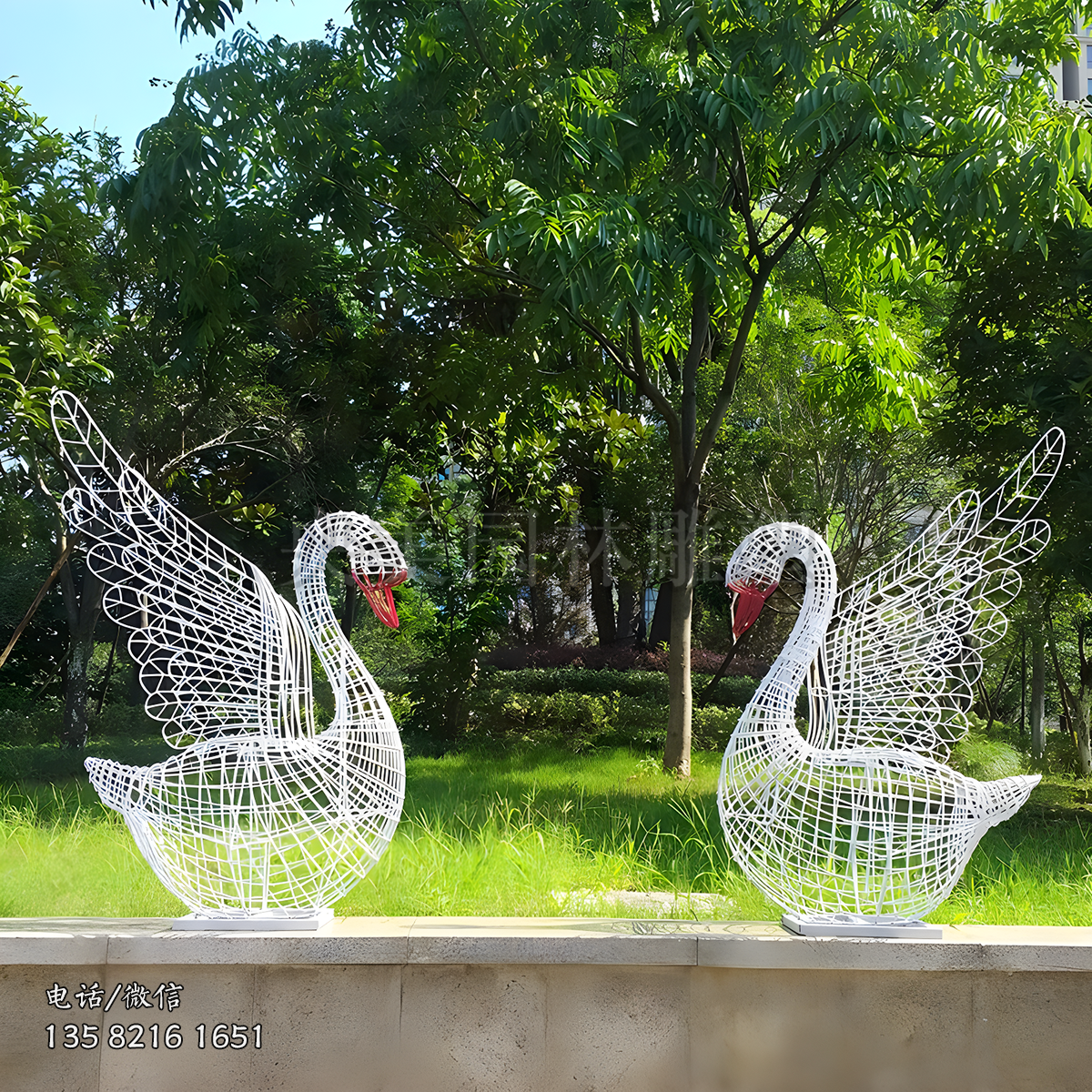 不銹鋼網(wǎng)格天鵝雕塑