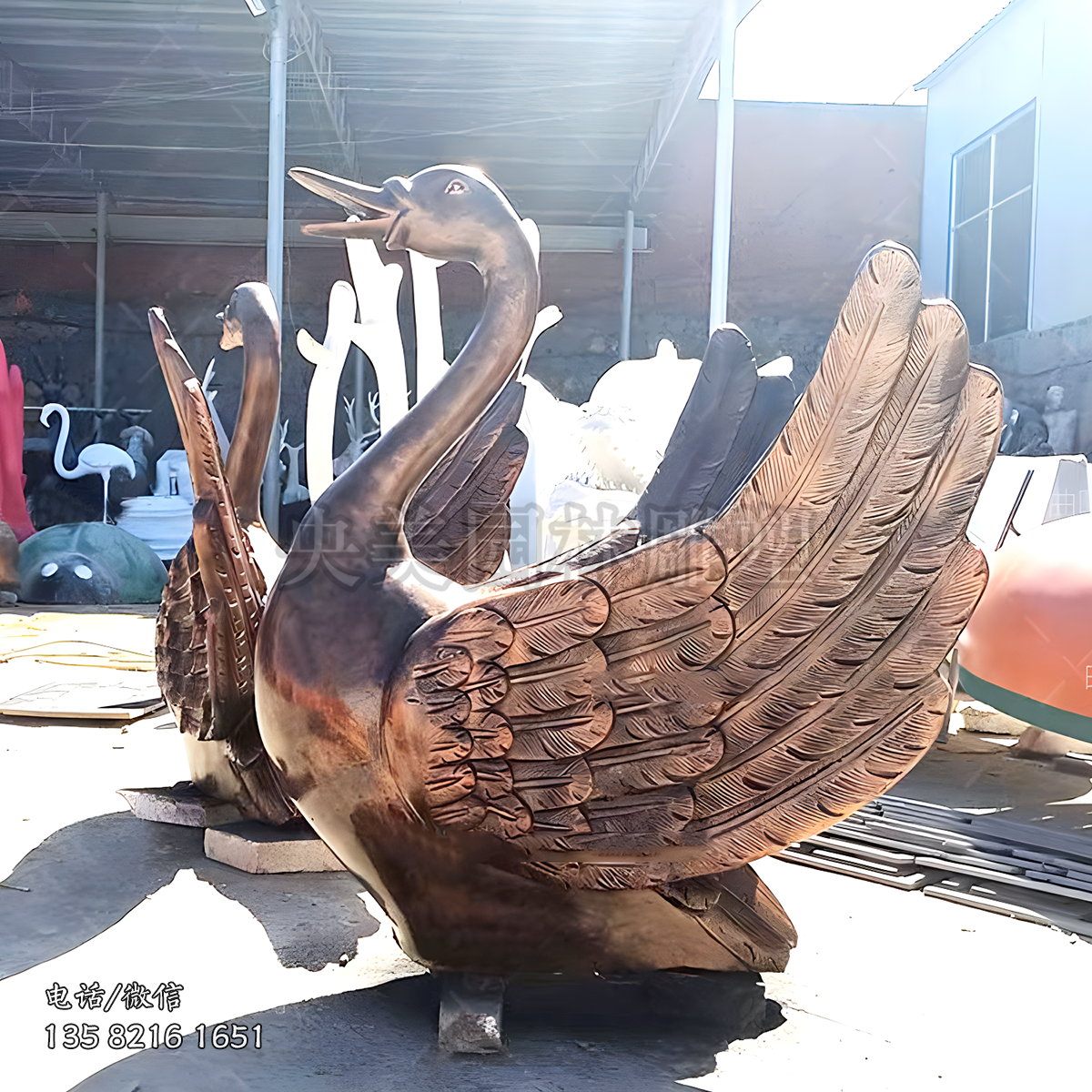 銅鑄天鵝噴水雕塑