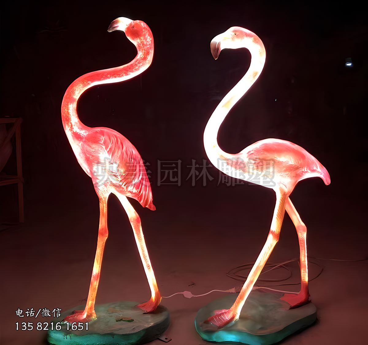 玻璃鋼透光仿真火烈鳥雕塑