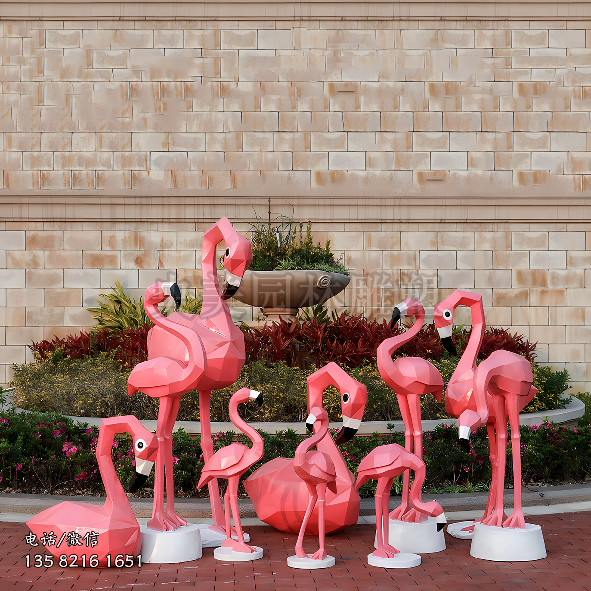 玻璃鋼切面火烈鳥(niǎo)雕塑擺件