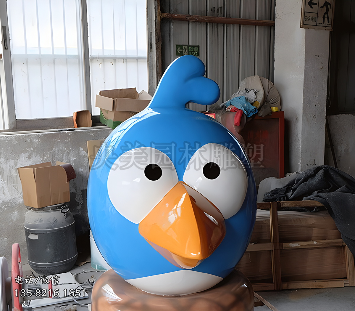 玻璃鋼卡通小鳥雕塑擺件