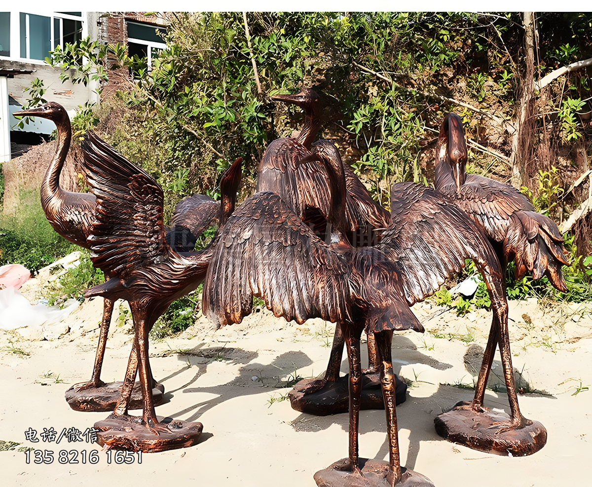 仿紫銅玻璃鋼仿真仙鶴雕塑