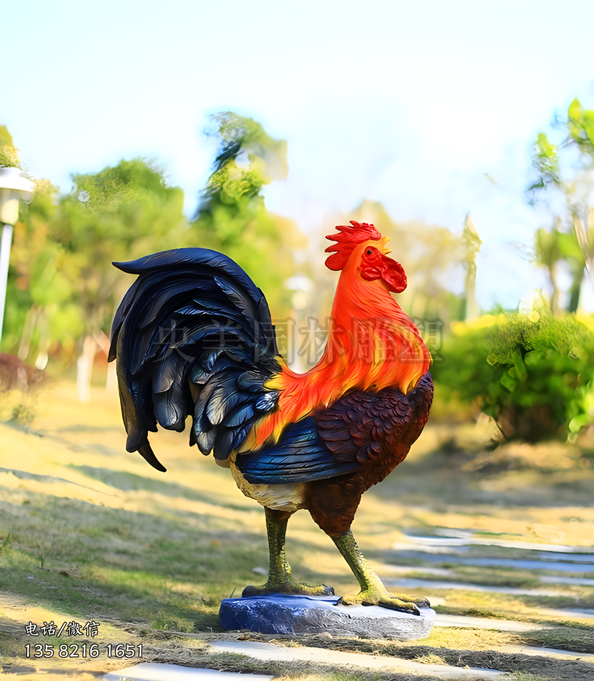 玻璃鋼仿真公雞雕塑擺件