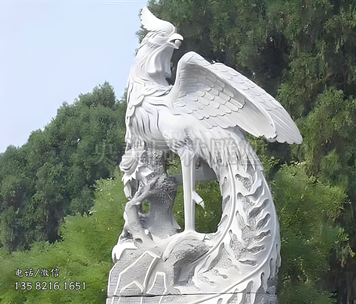 芝麻灰花崗巖石雕鳳凰