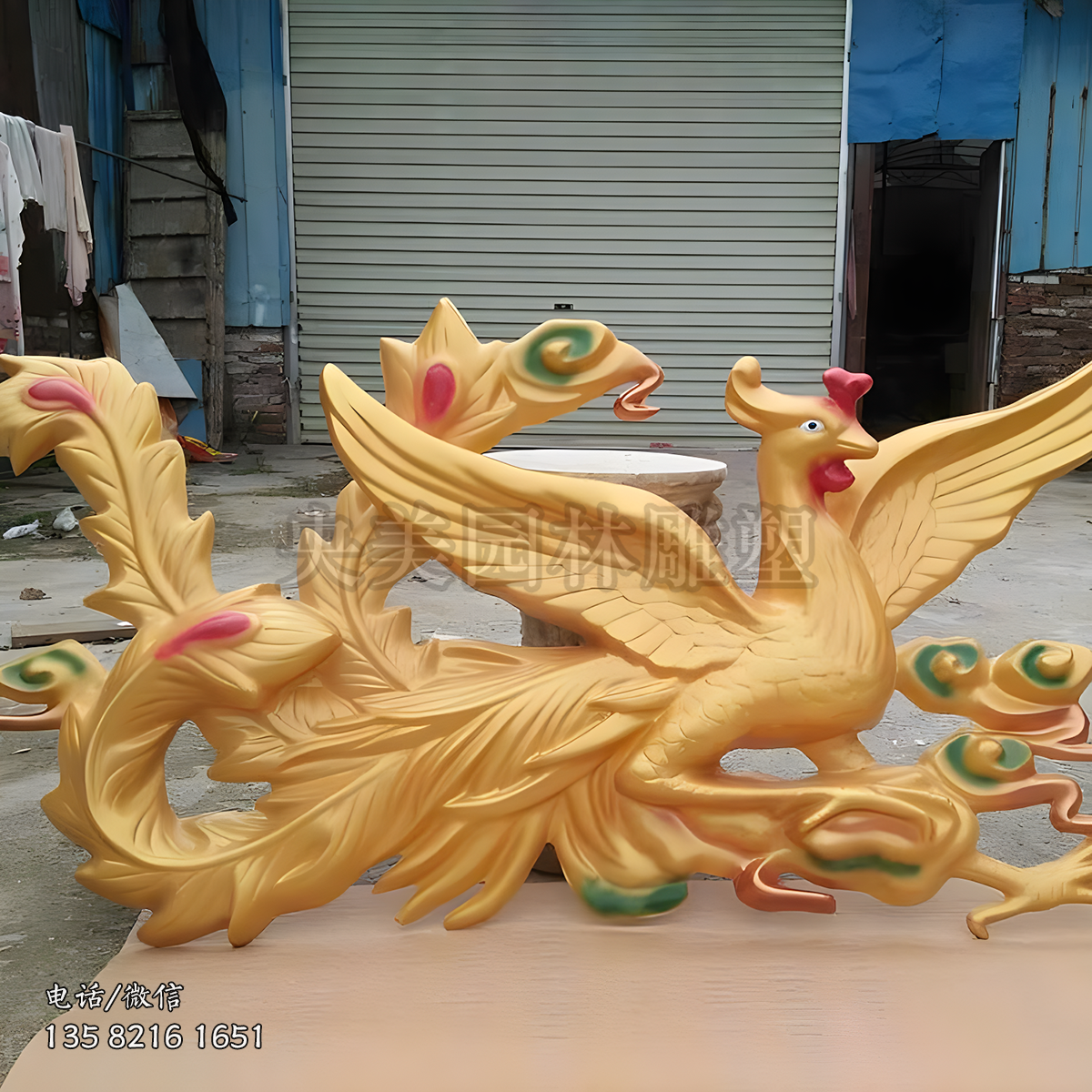 彩繪銅雕鳳凰雕塑