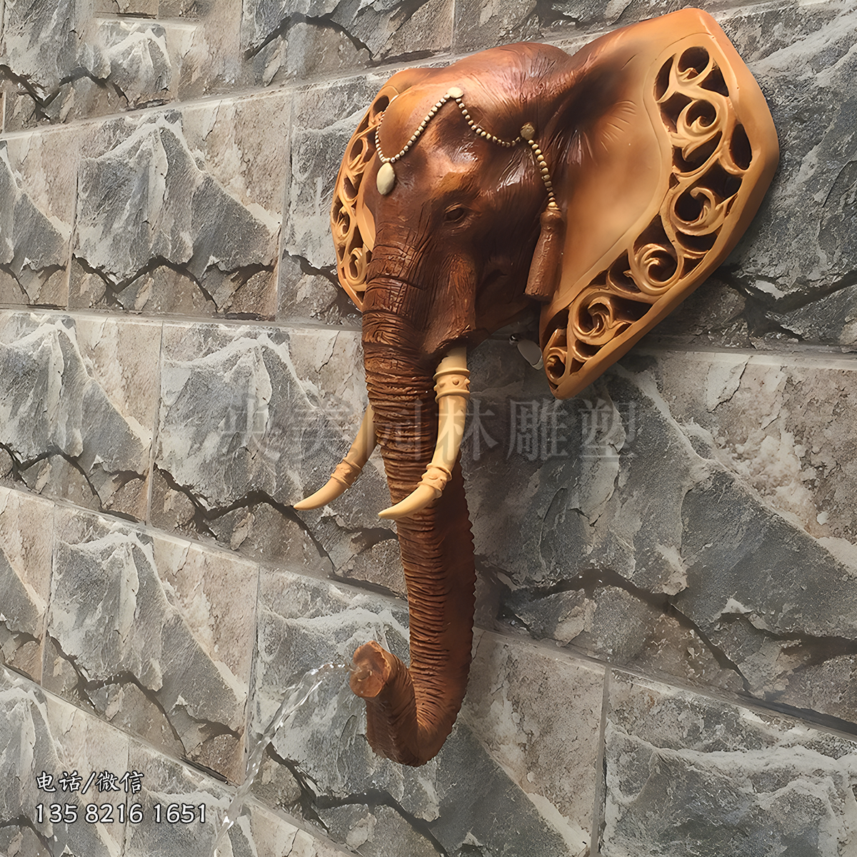 大象頭玻璃鋼雕塑掛件