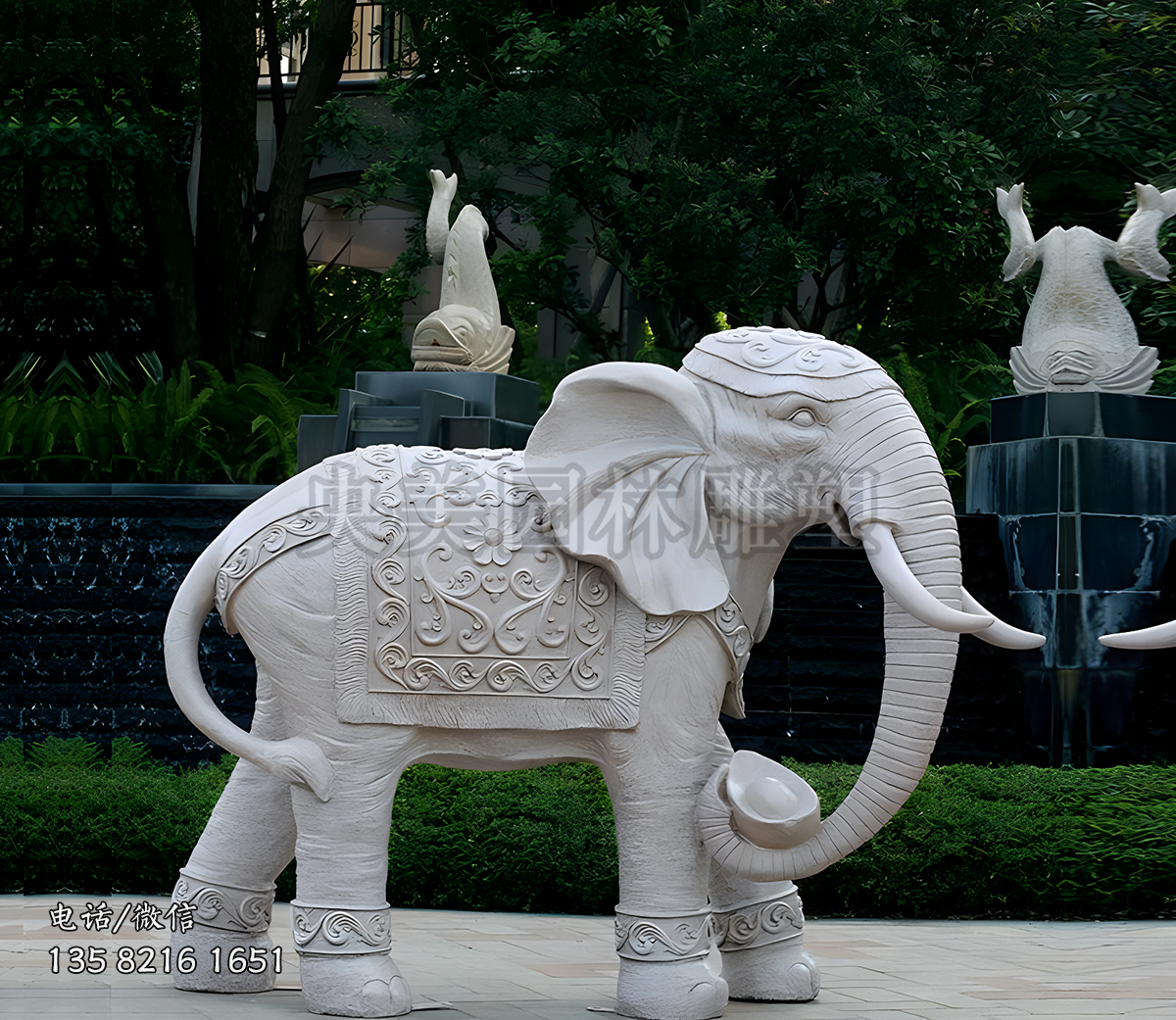 花崗巖大象石雕