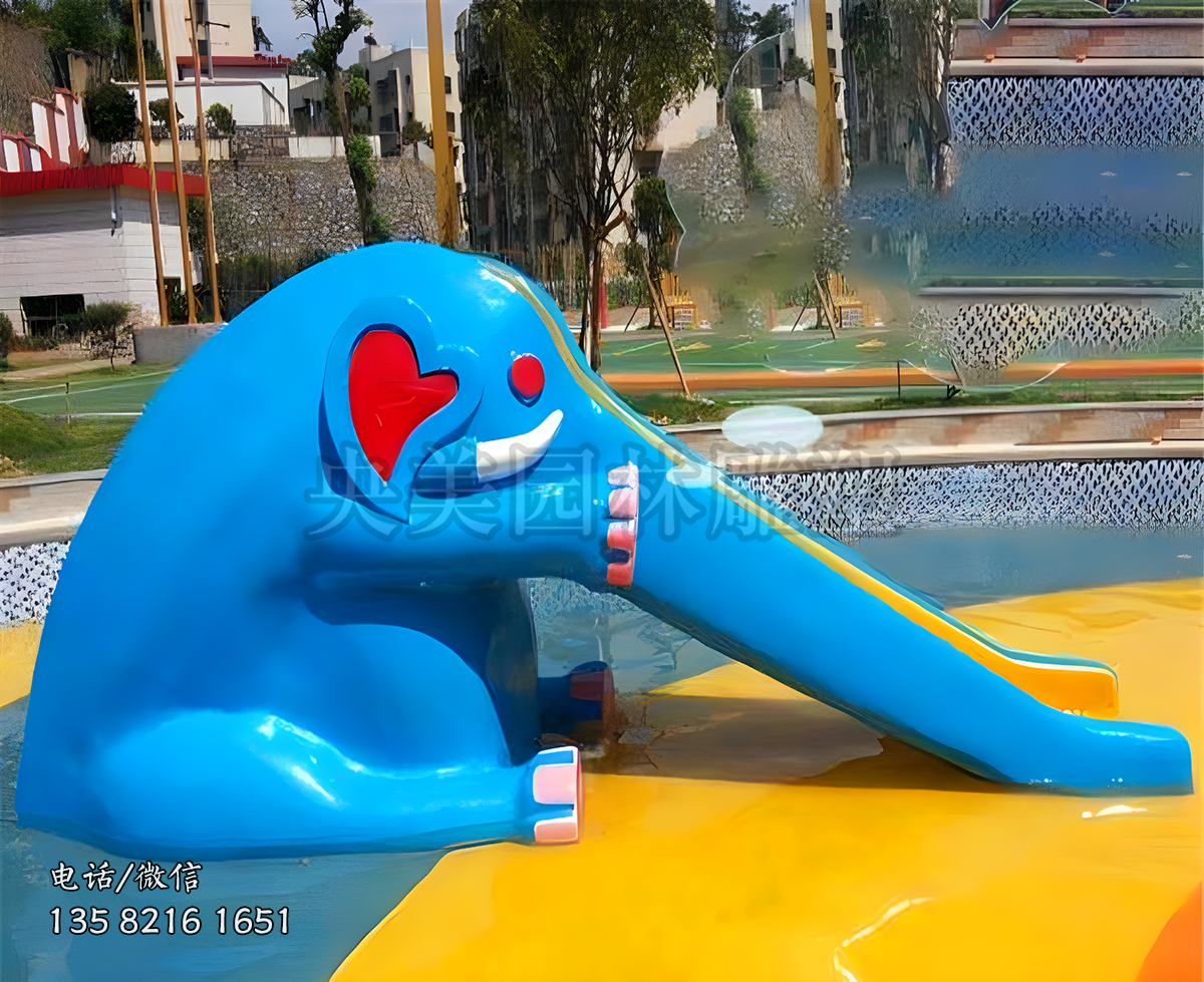 玻璃鋼大象造型滑梯雕塑