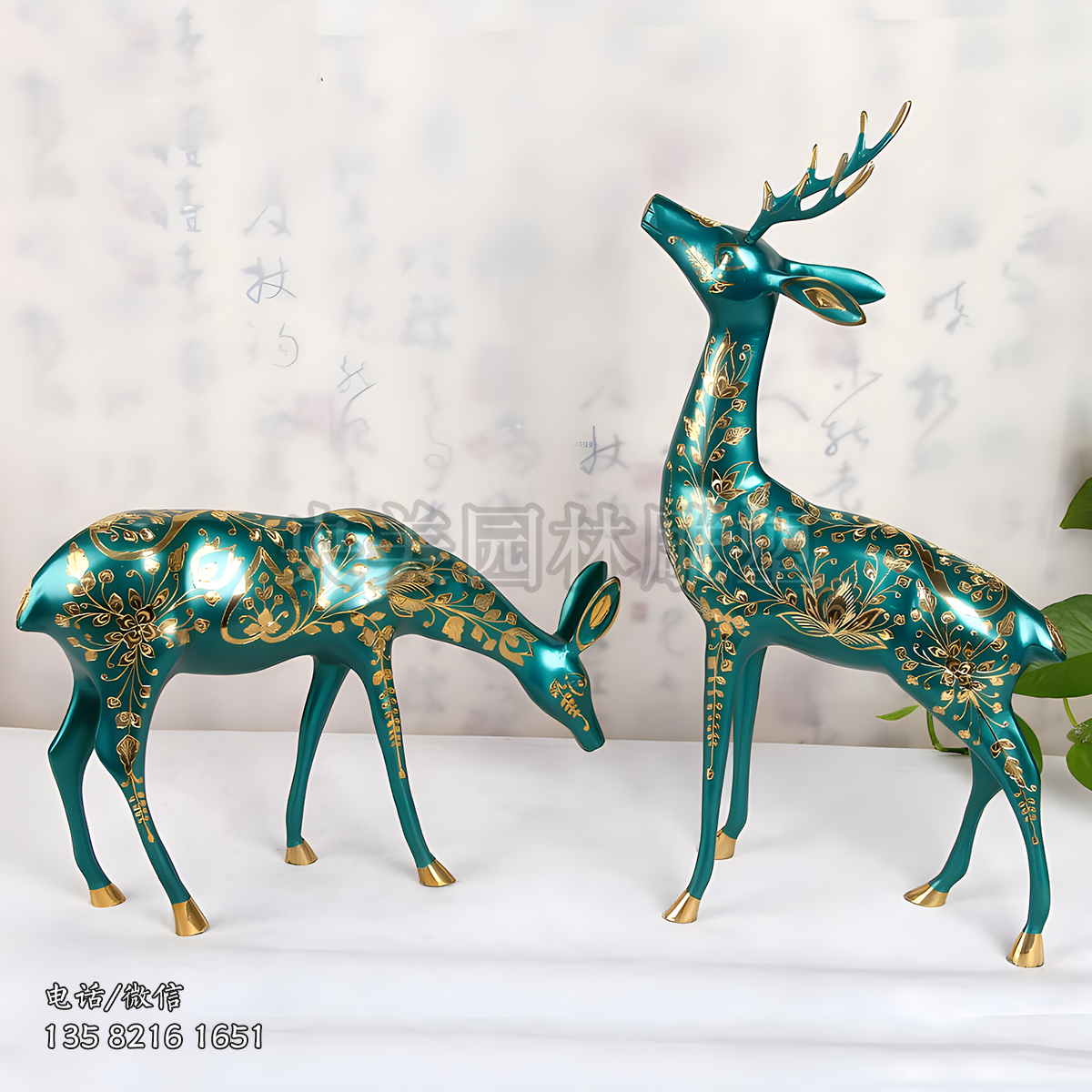 玻璃鋼彩繪仿景泰藍(lán)創(chuàng)意鹿雕塑