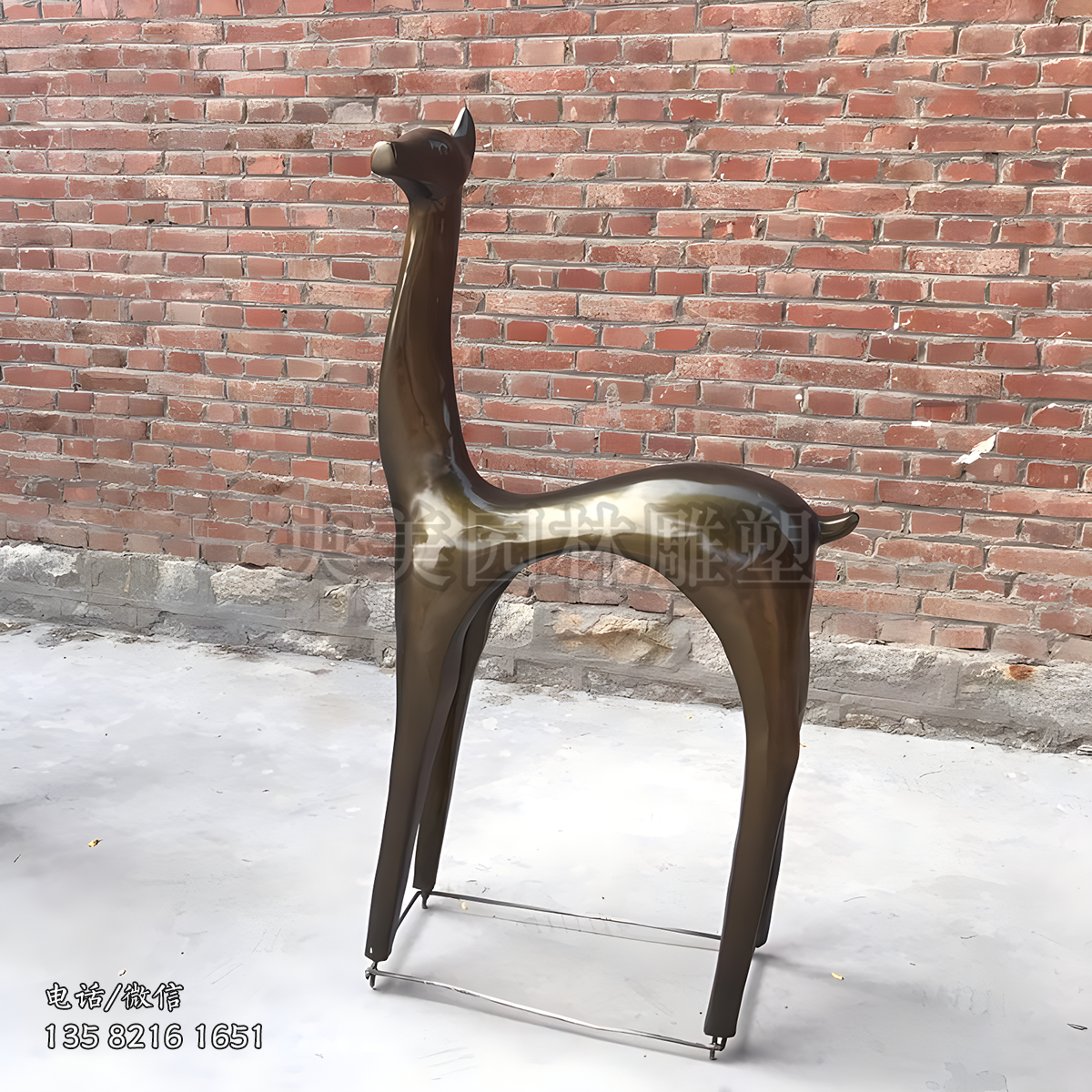 戶外抽象仿銅小鹿雕塑