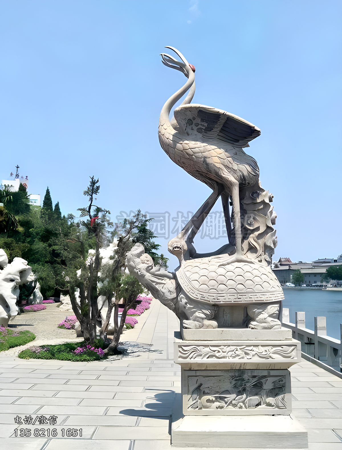 花崗巖石刻龜鶴雕塑