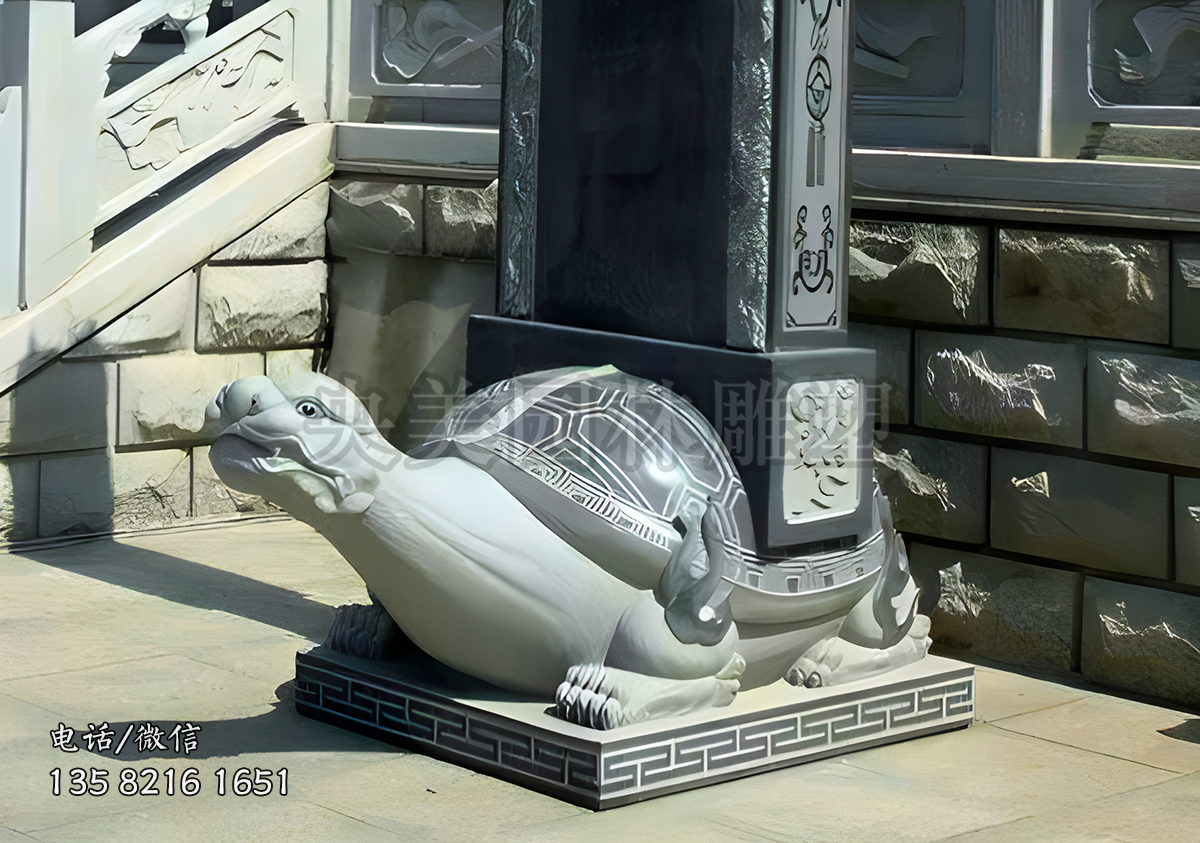 青石龜駝碑石雕