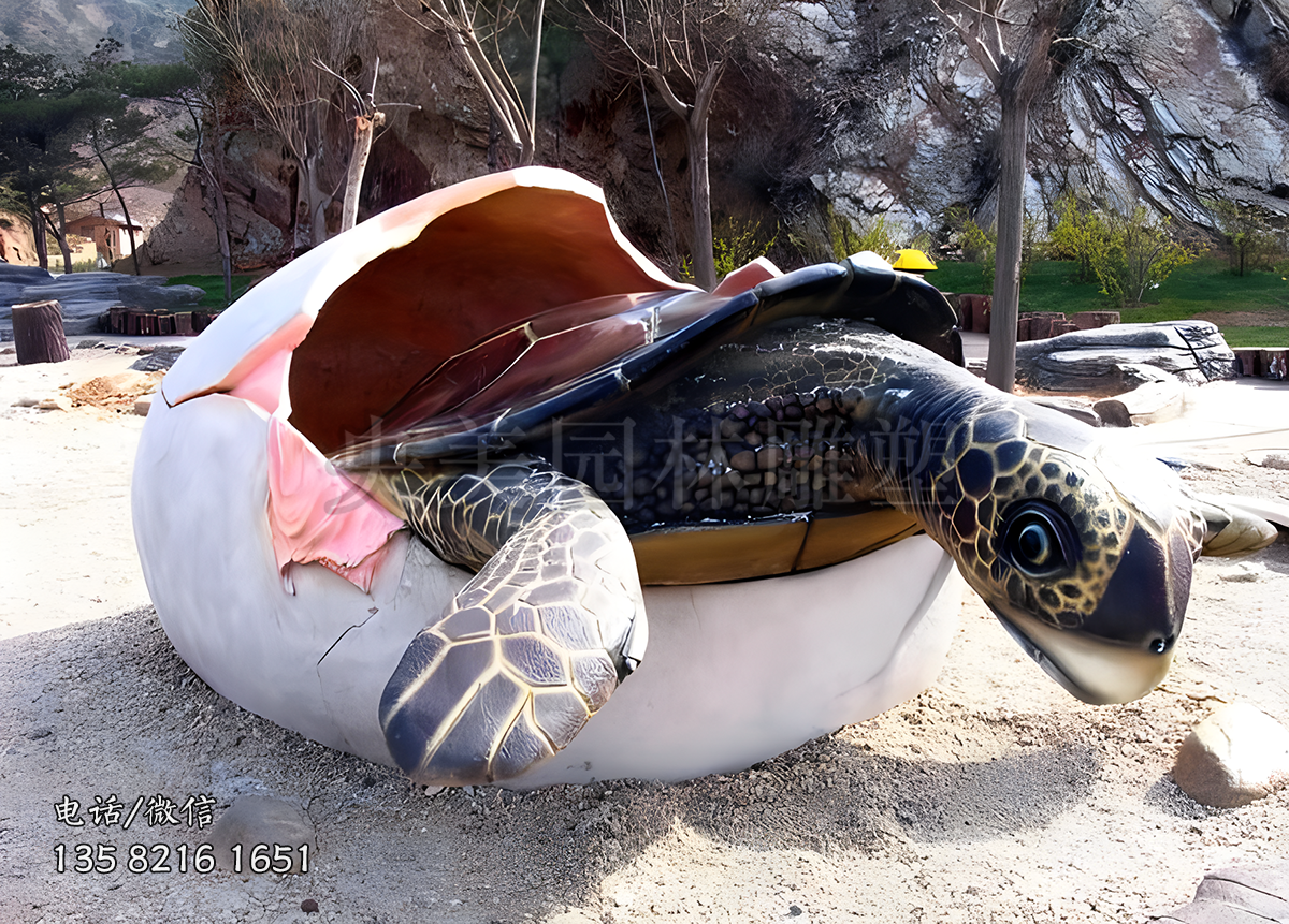 剛孵化出的仿真小海龜玻璃鋼雕塑