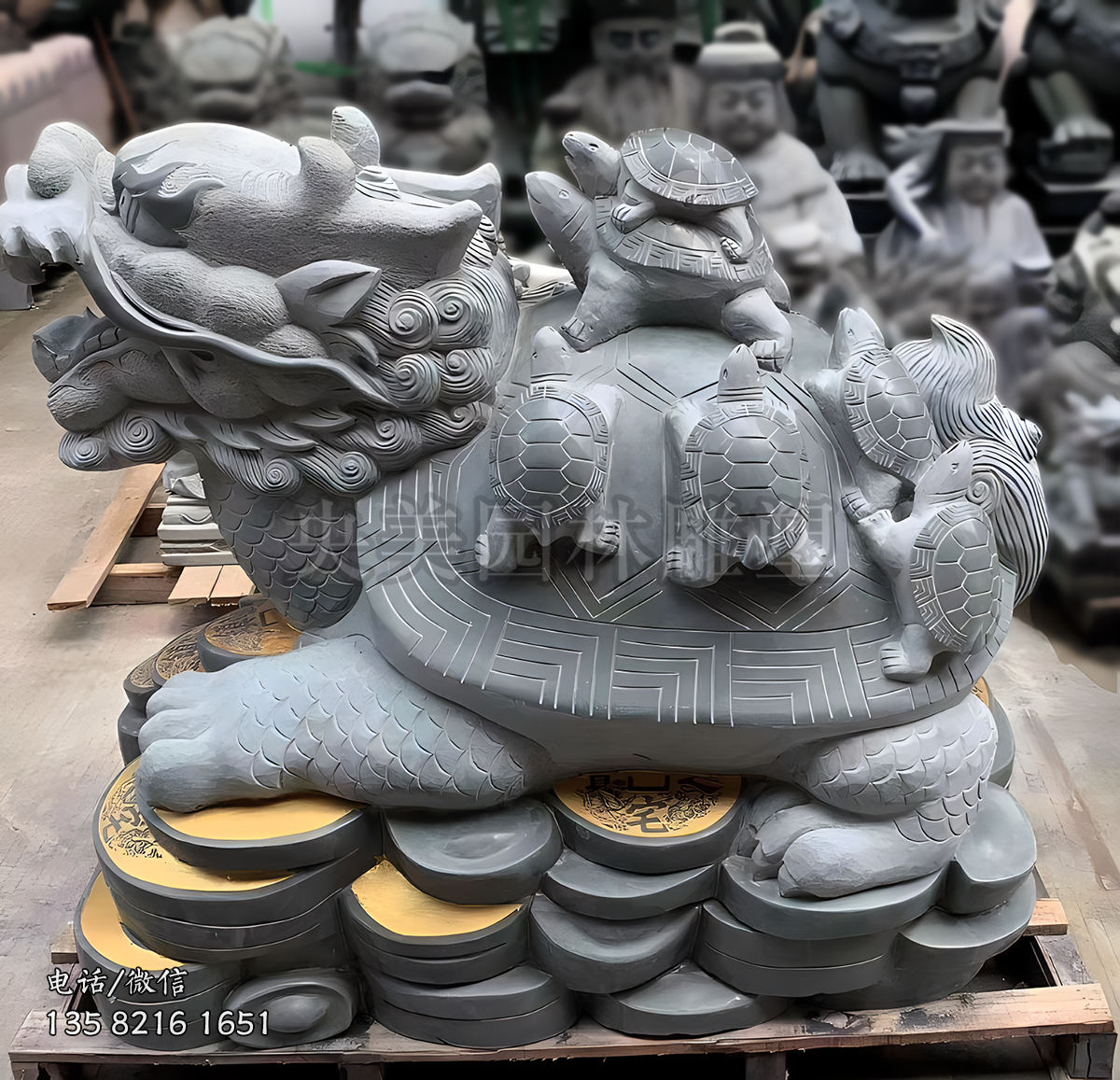 花崗巖招財(cái)龍龜風(fēng)水?dāng)[件