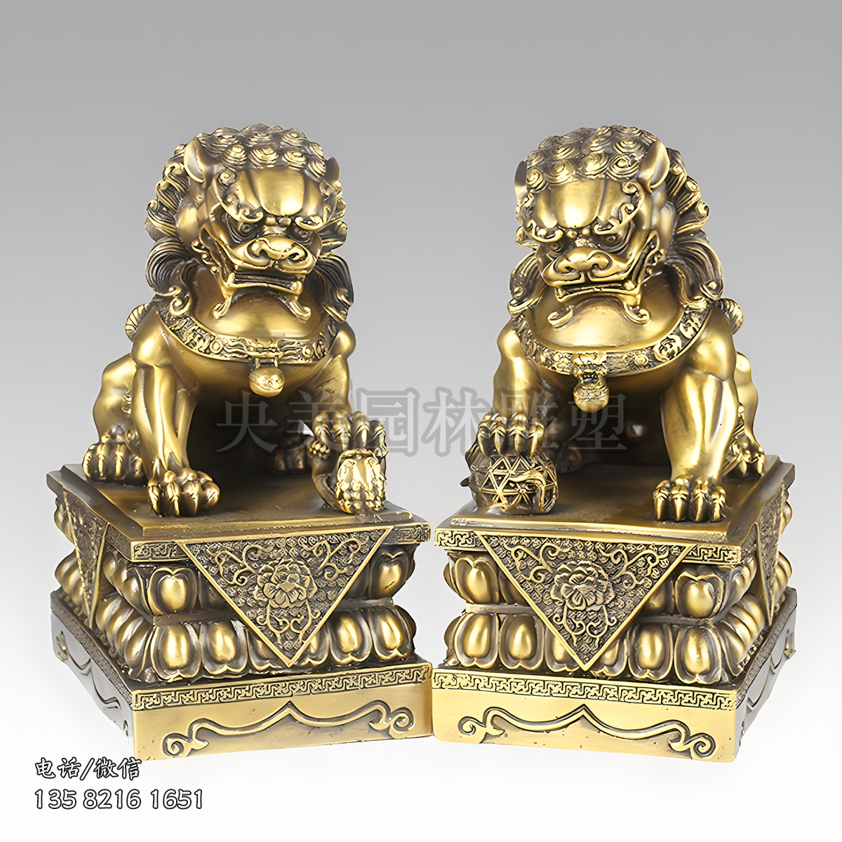 純銅北京獅子銅雕塑