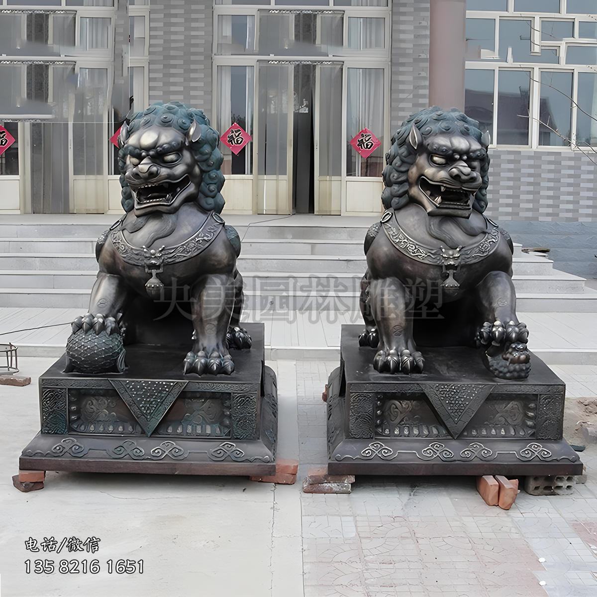 鑄銅看門神獸獅子雕塑