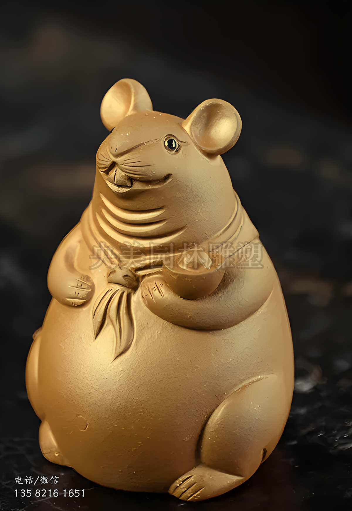 漆金卡通老鼠造型雕塑