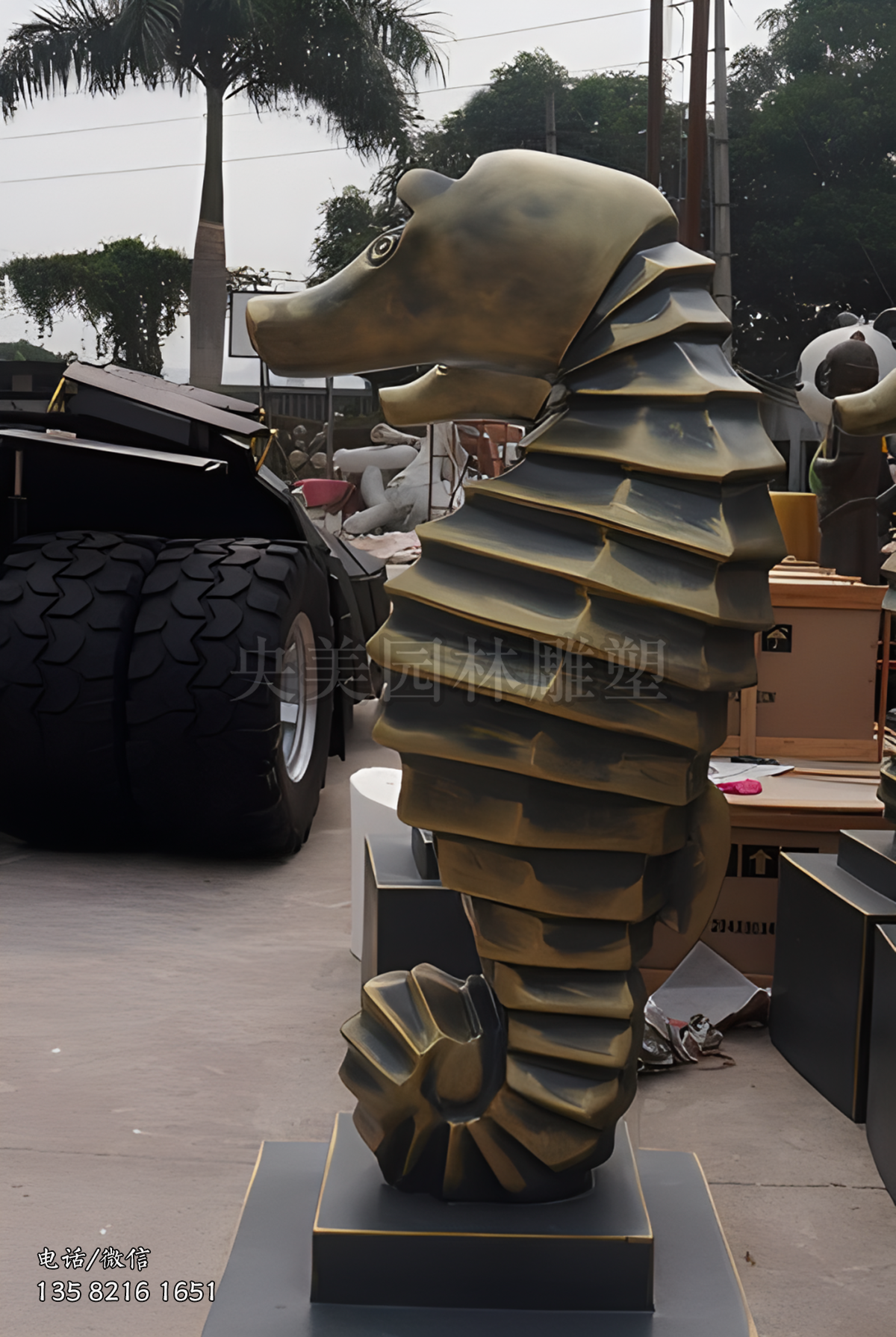 鑄銅海馬雕塑擺件