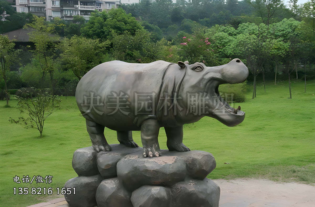 鑄銅河馬景觀動(dòng)物雕塑