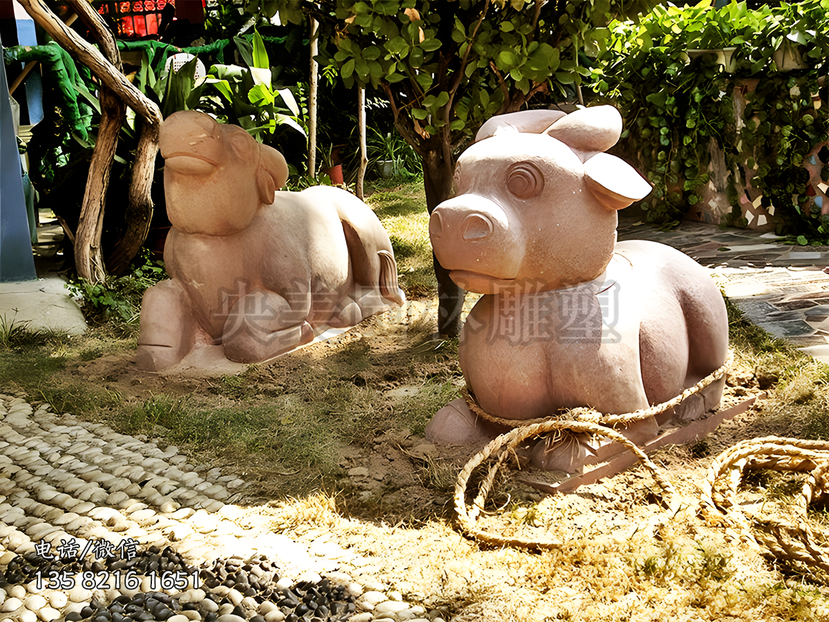 晚霞紅小牛犢子石雕