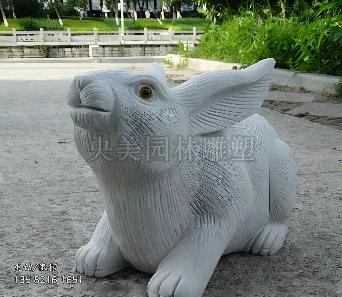 漢白玉大理石仿真兔子雕塑
