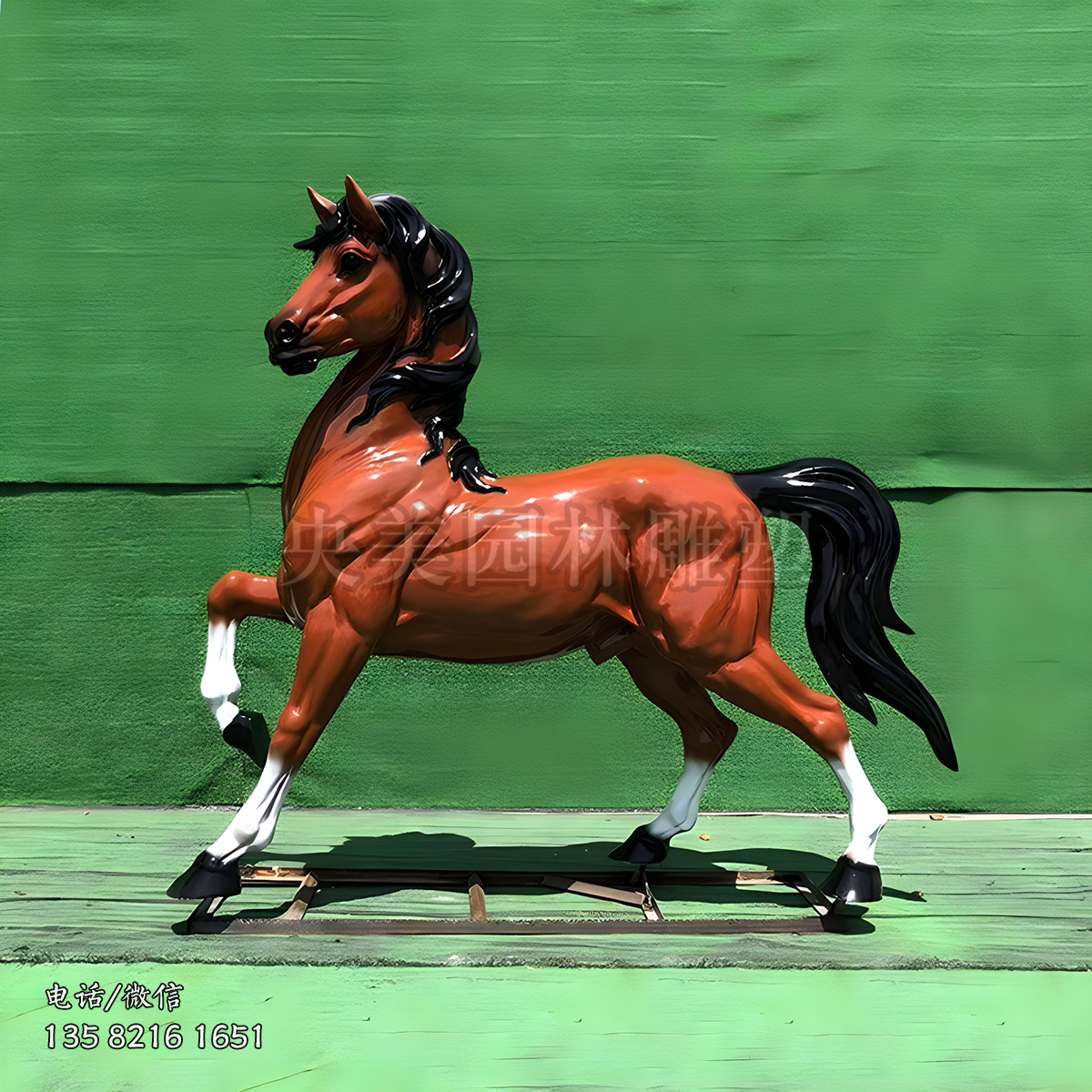玻璃鋼彩繪仿真馬雕塑