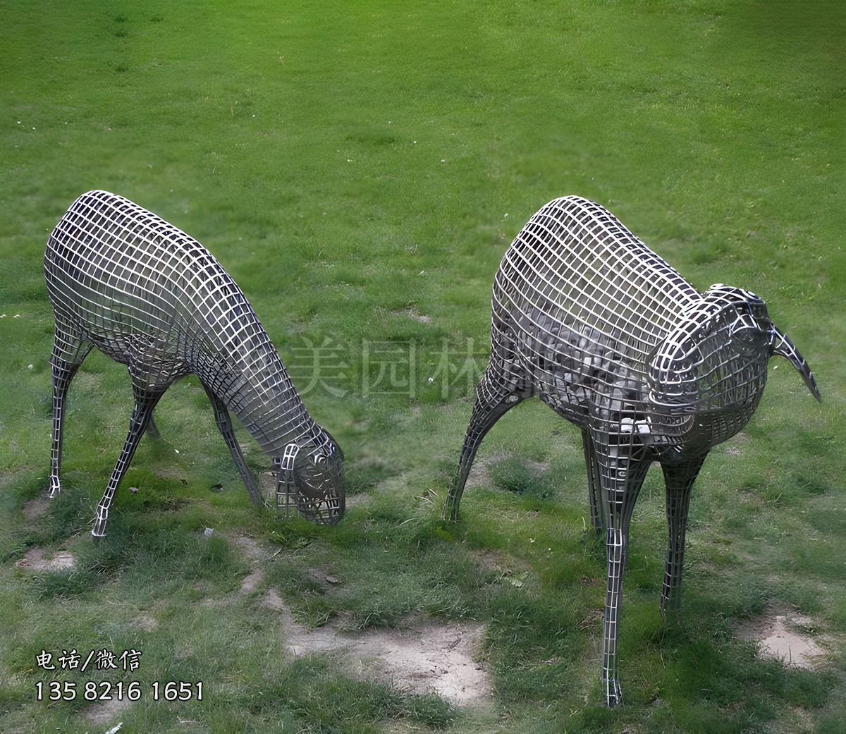 編織網格不銹鋼抽象羊雕塑