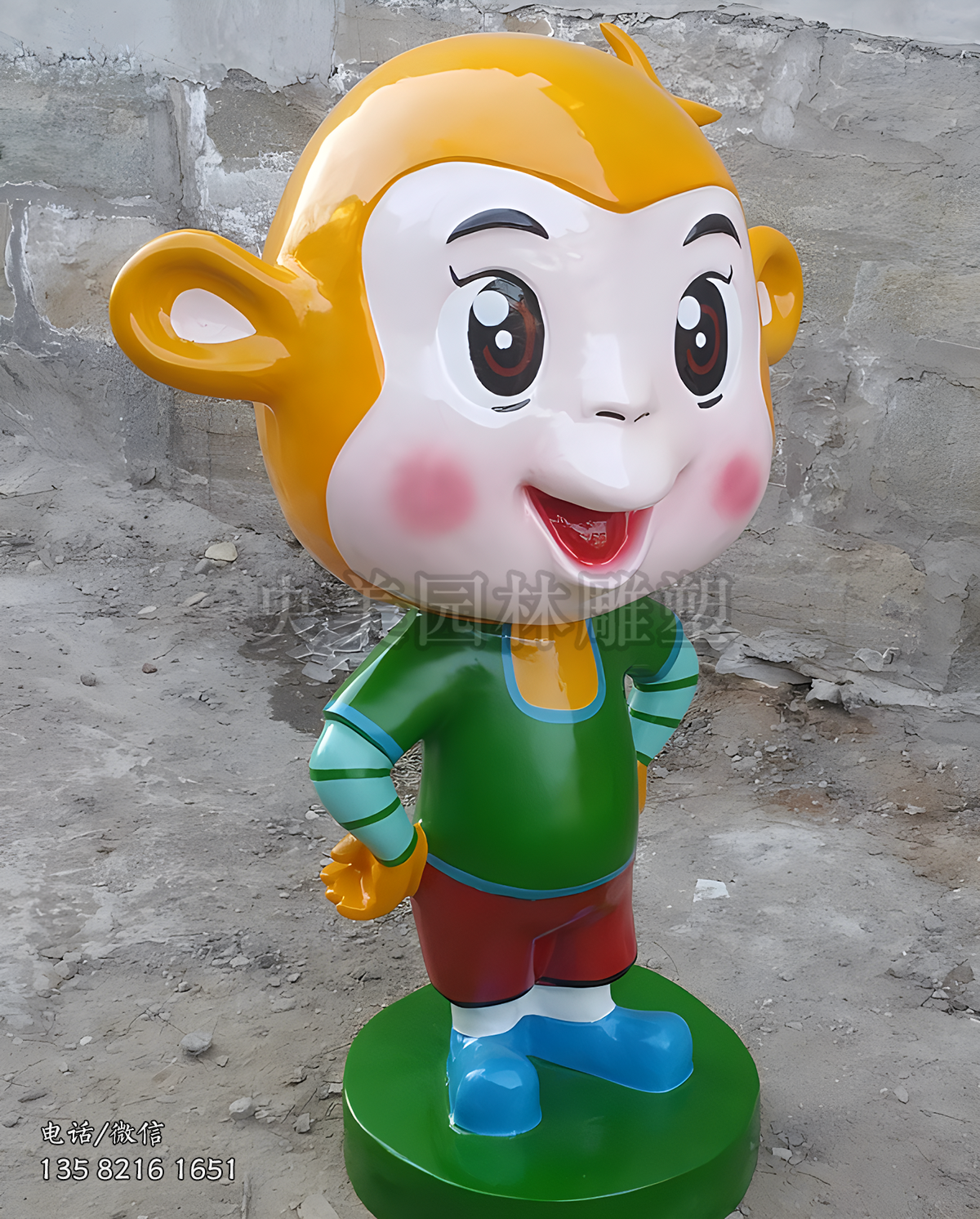 彩繪卡通猴子雕塑擺件