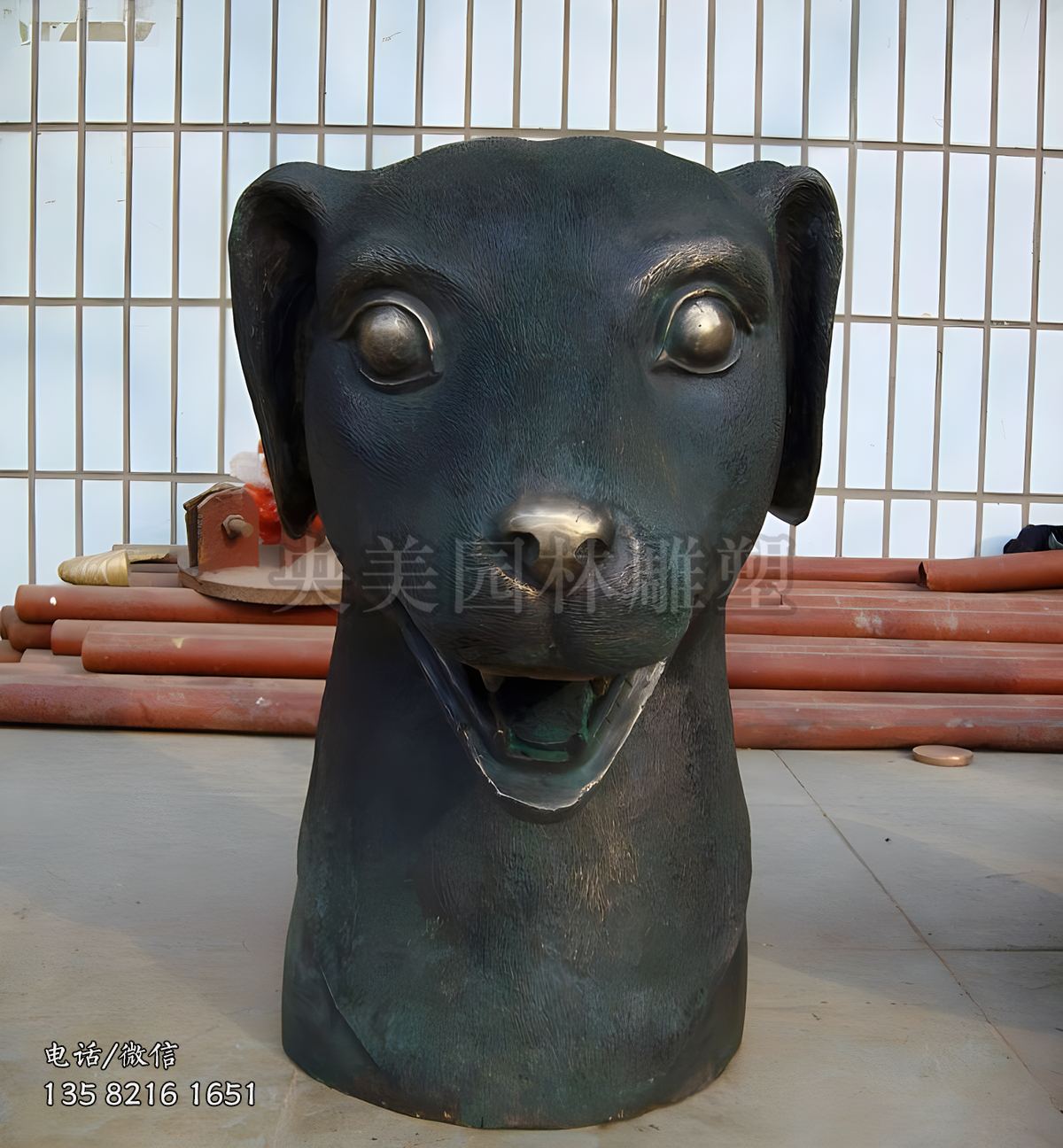 青銅鑄造十二生肖銅首之戌狗雕塑