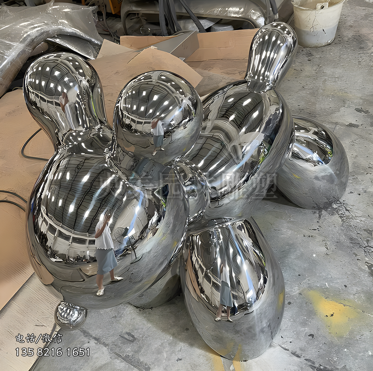 鏡面不銹鋼氣球狗雕塑