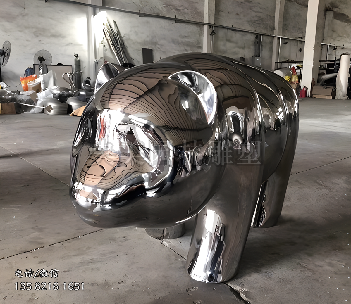 鏡面不銹鋼熊貓雕塑