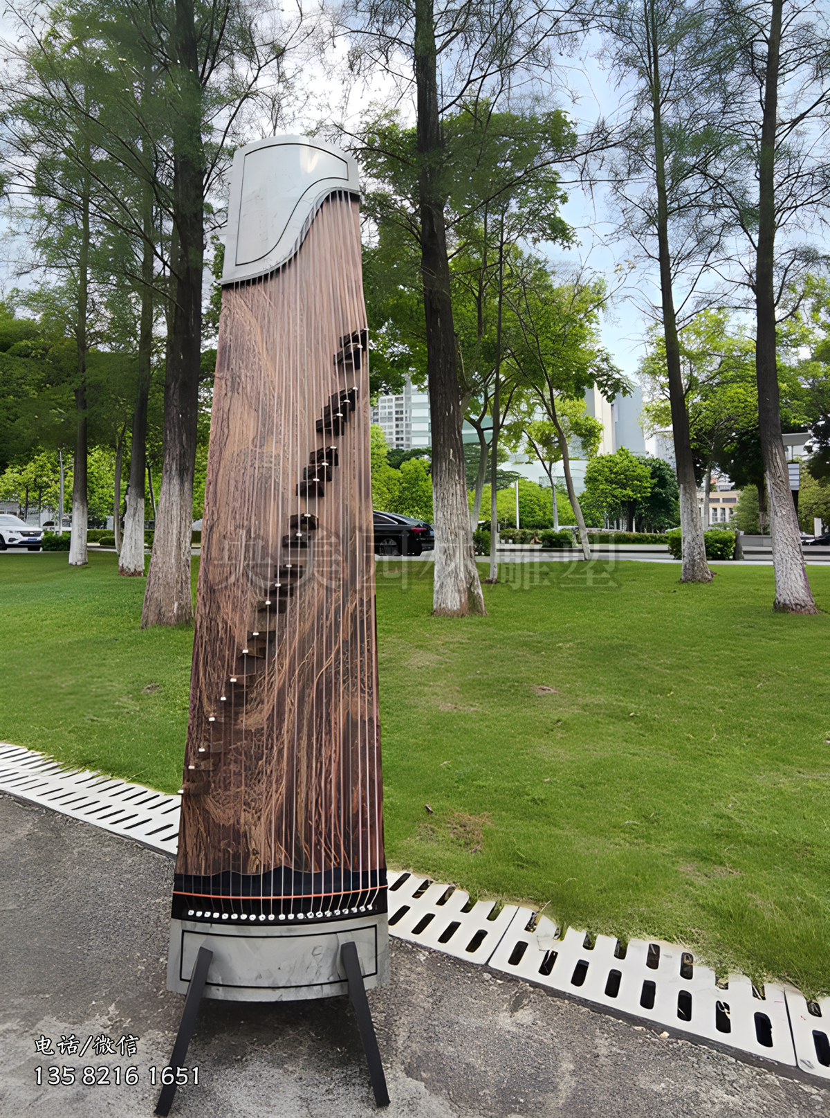 不銹鋼仿真古琴古箏雕塑擺件