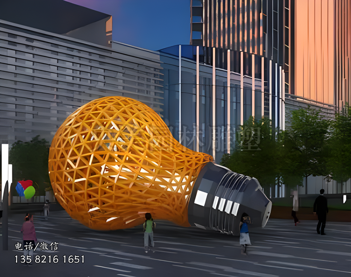 不銹鋼編制鏤空燈泡造型雕塑