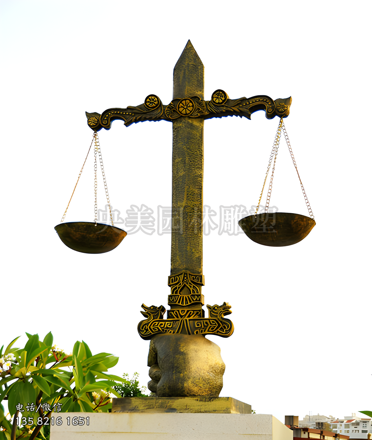 法治主題天平景觀雕塑