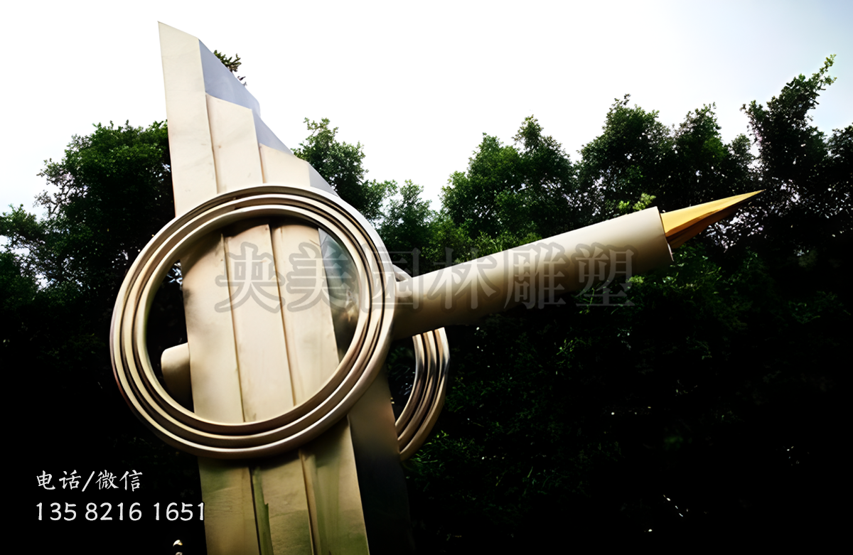 大炮造型不銹鋼鋼筆雕塑