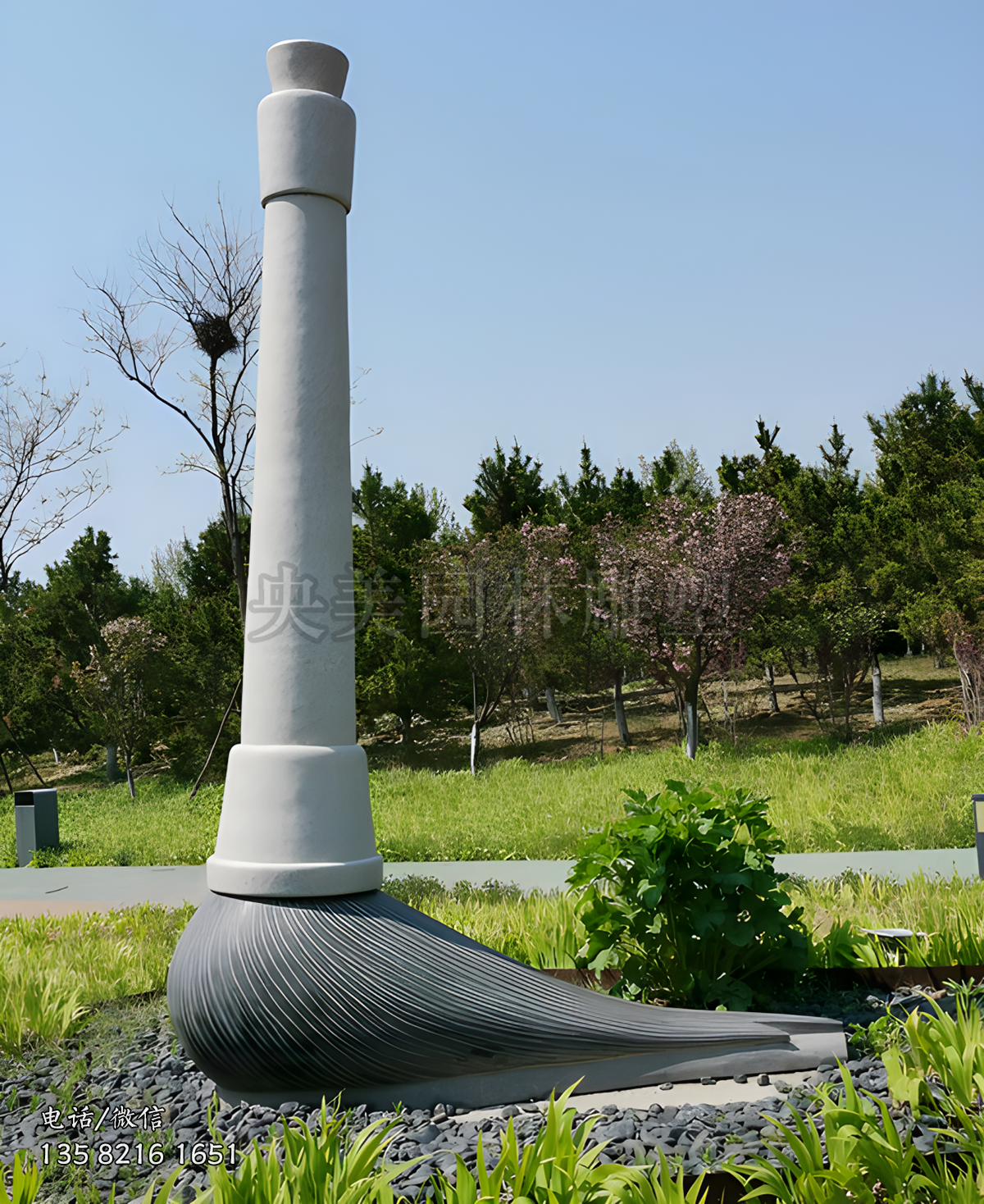 大理石石刻毛筆景觀雕塑