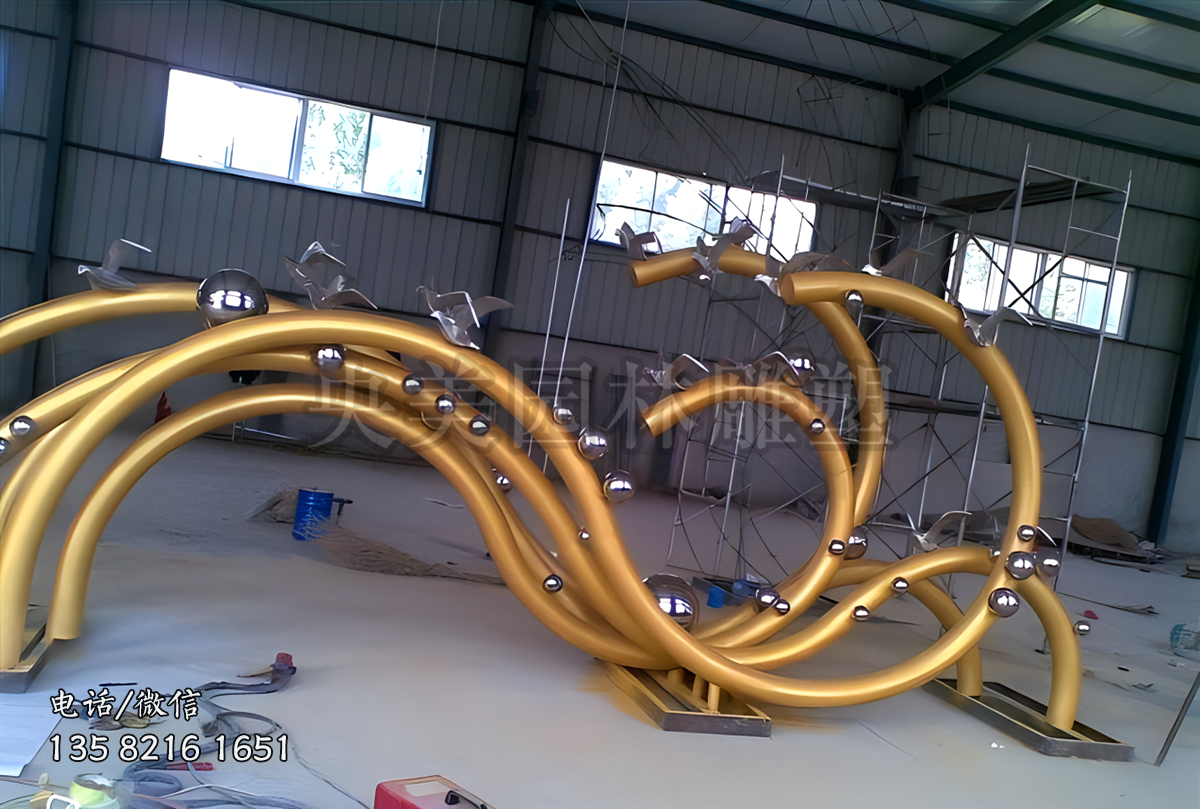 不銹鋼海浪水滴景觀(guān)雕塑