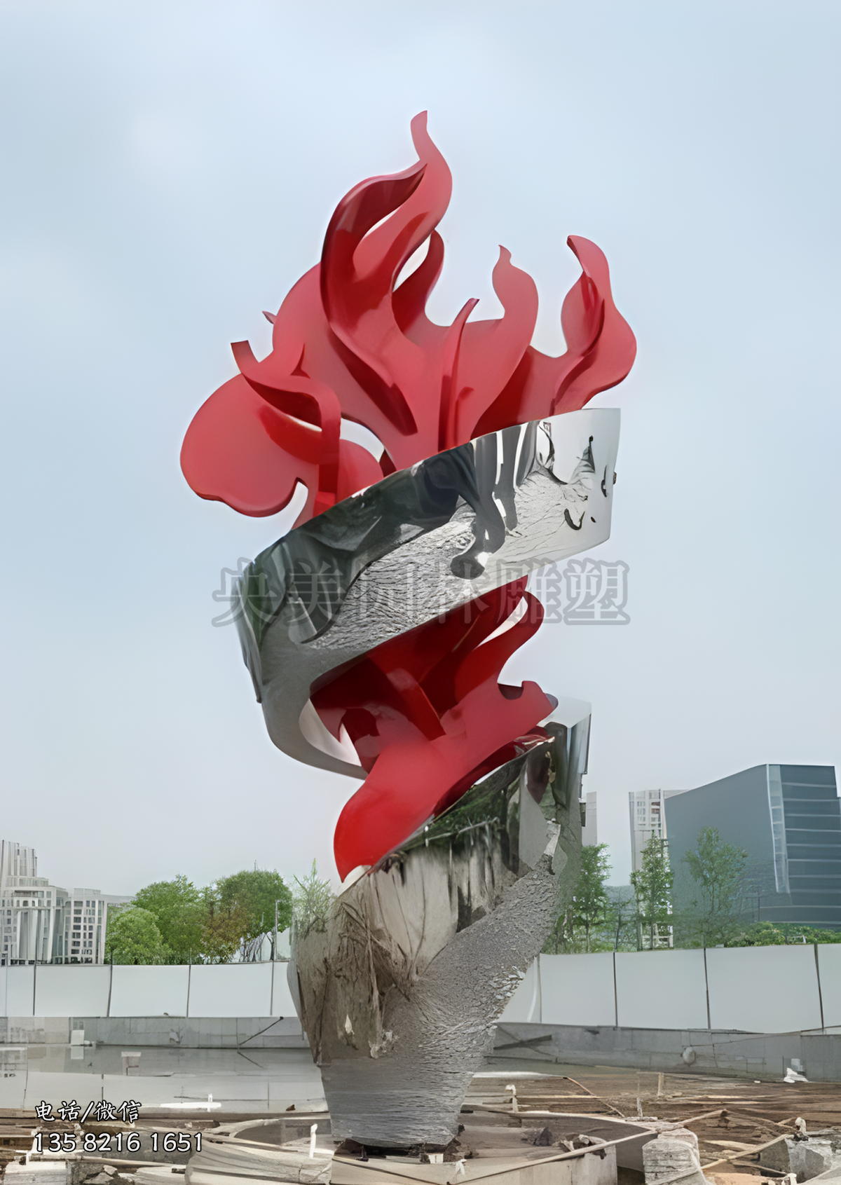 抽象不銹鋼火苗，火炬造型不銹鋼景觀雕塑