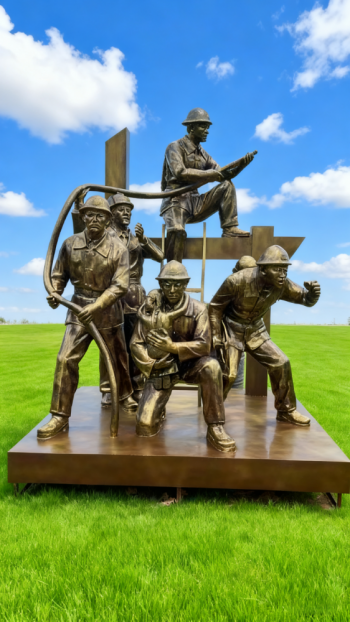 玻璃鋼仿銅消防員雕塑 (5)