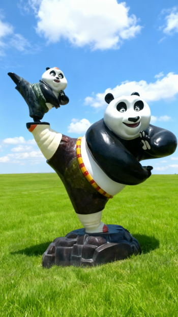 卡通玻璃鋼功夫熊貓雕塑 (4)