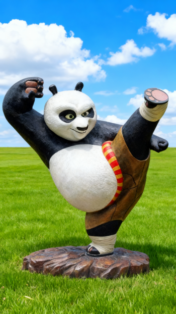 卡通玻璃鋼功夫熊貓雕塑 (8)