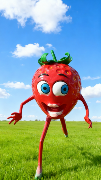 玻璃鋼卡通草莓雕塑公仔 (2)