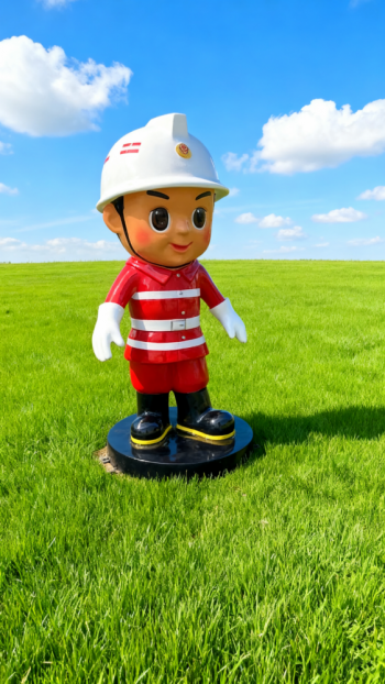 玻璃鋼卡通消防員雕塑 (1)