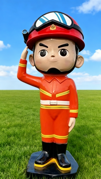 玻璃鋼卡通消防員雕塑 (4)